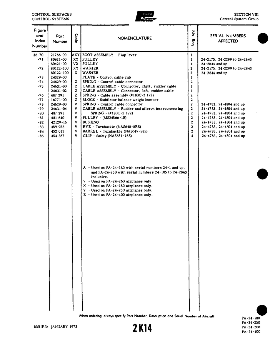 Aviation Part 24629-00 for Piper PA-32-260 Aircraft