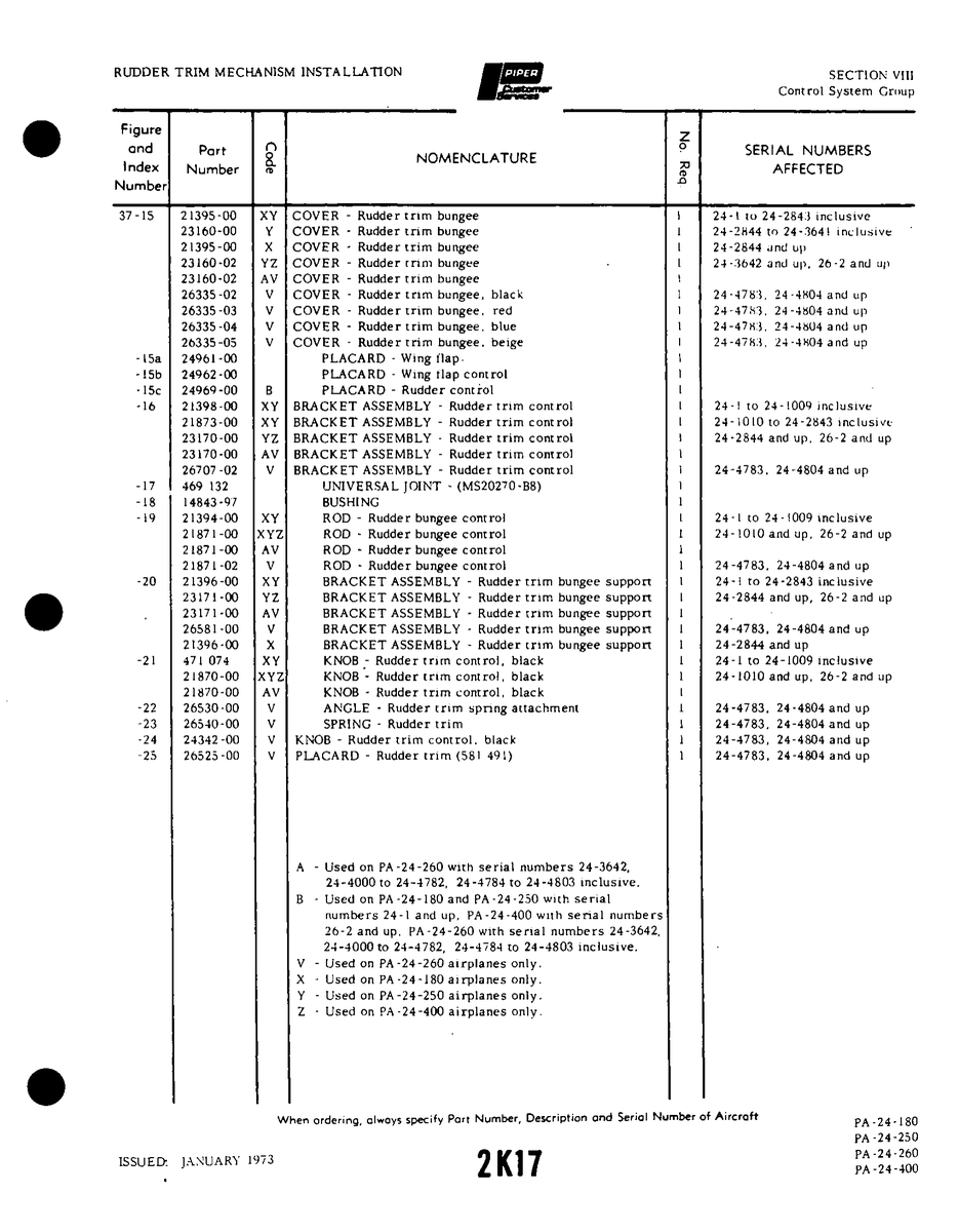 Aviation Part 26530-00 for Piper PA-32-260 Aircraft
