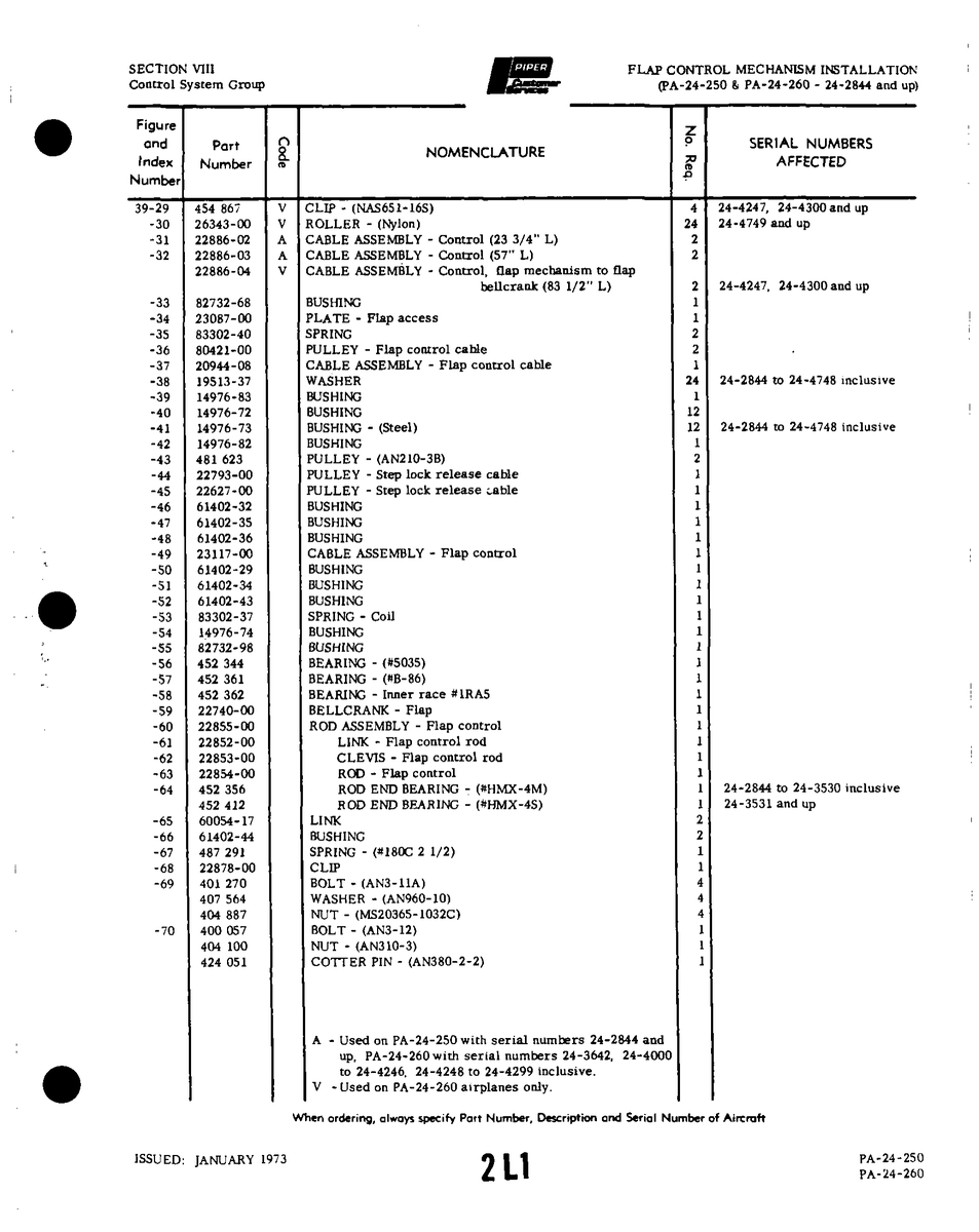Aviation Part 61402-44 for Piper PA-32-260 Aircraft