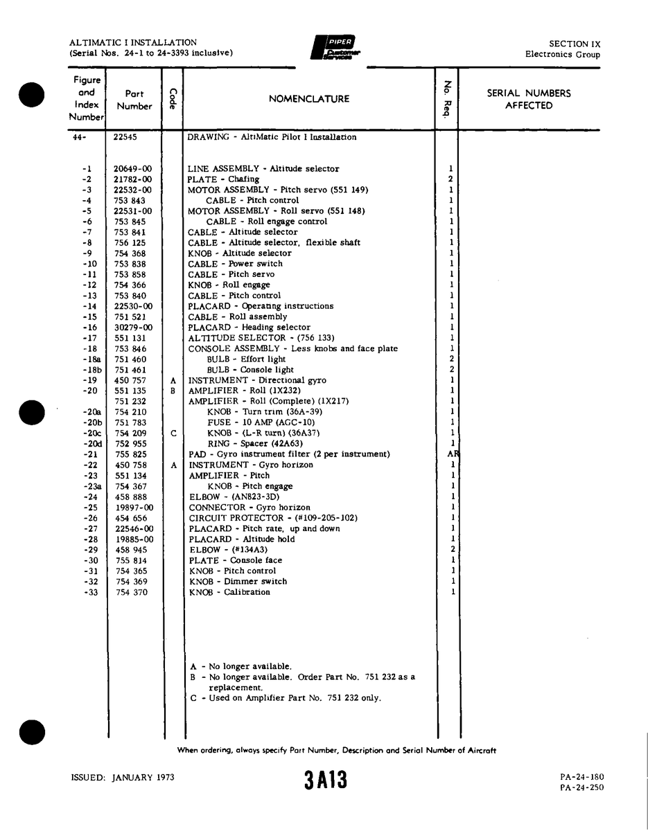 Aviation Part 19885-00 for Piper PA-32-260 Aircraft