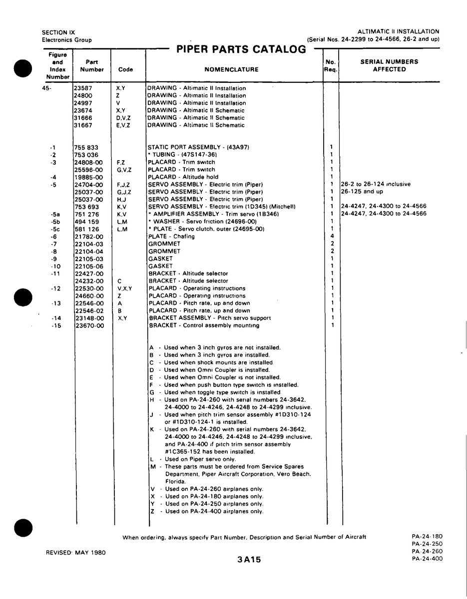 Aviation Part 24232-00 for Piper PA-32-260 Aircraft