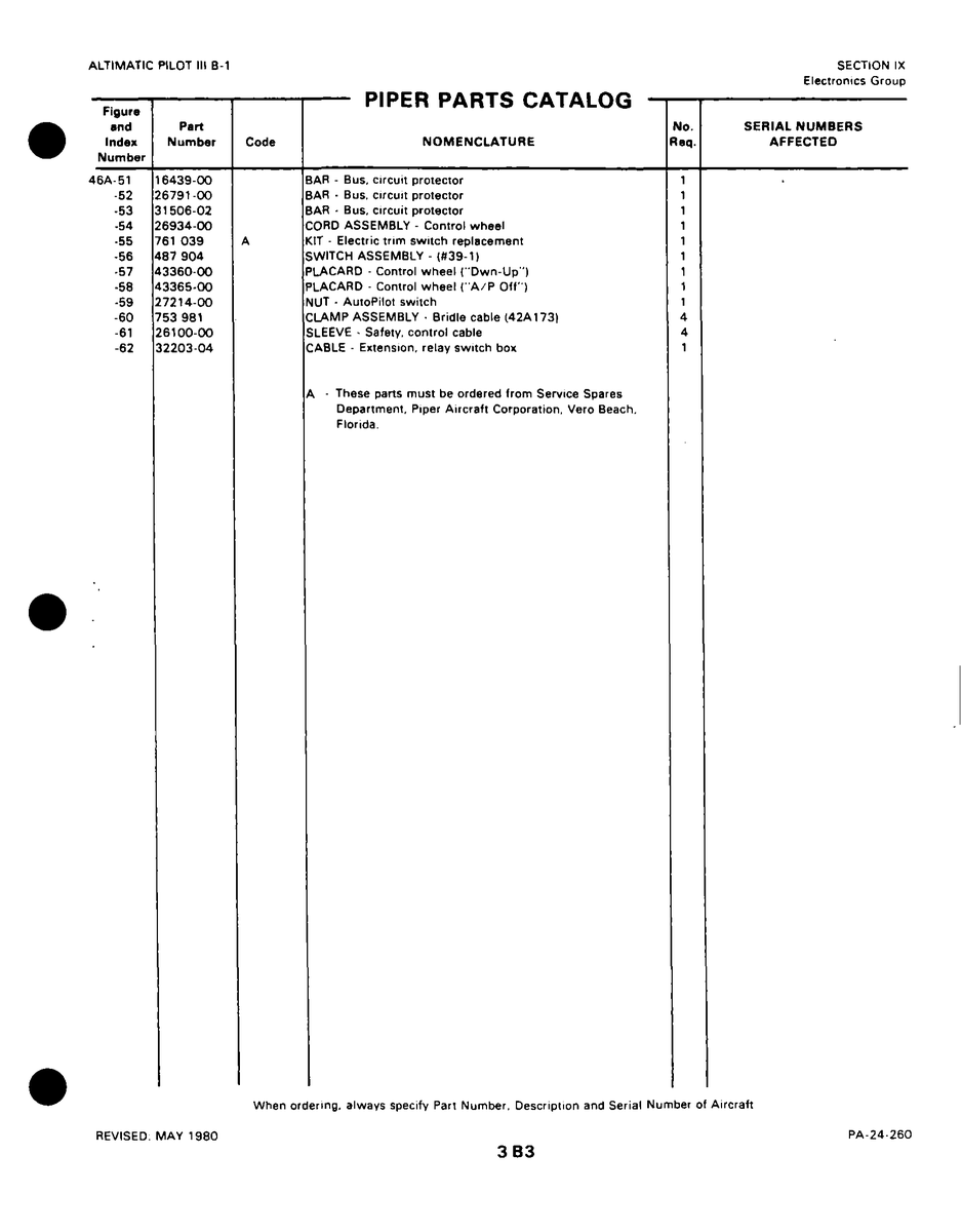 Aviation Part 27214-00 for Piper PA-32-260 Aircraft