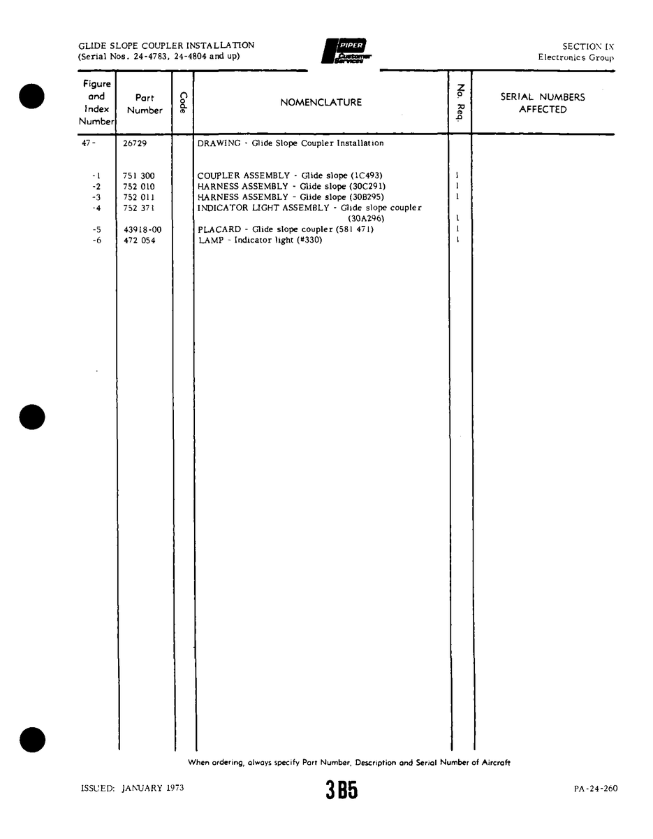 Aviation Part 43918-00 for Piper PA-32-260 Aircraft