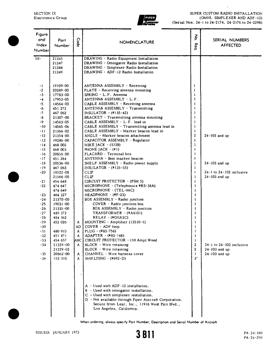 Aviation Part 18522-08 for Piper PA-32-260 Aircraft