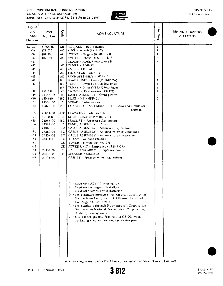 Aviation Part 21056-00 for Piper PA-32-260 Aircraft
