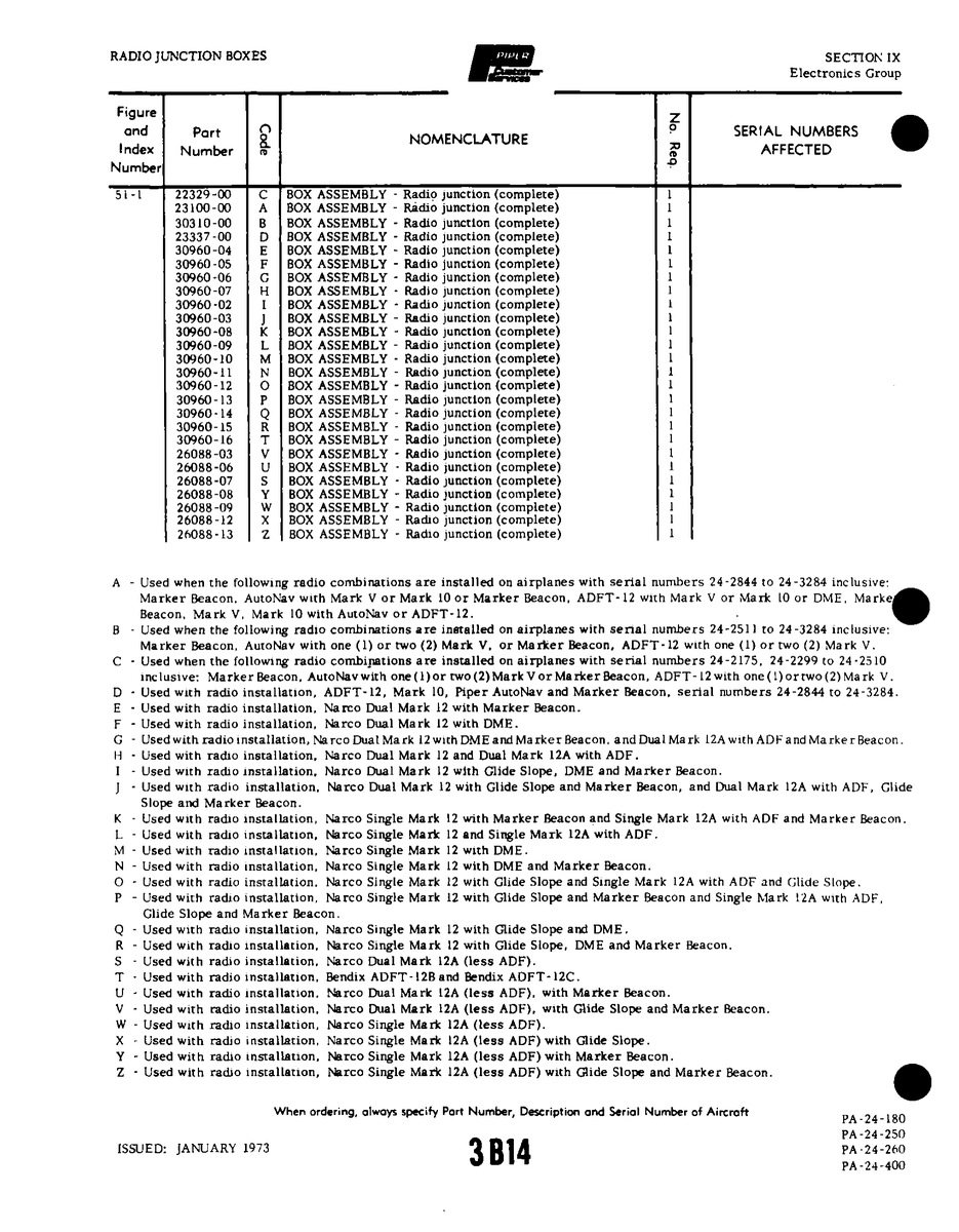 Aviation Part 30960-09 for Piper PA-32-260 Aircraft