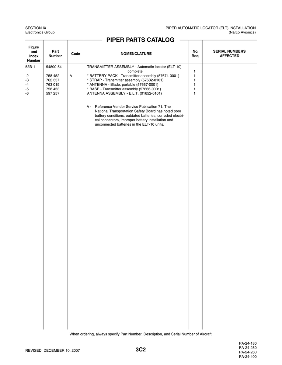 Aviation Part 54800-54 for Piper PA-32-260 Aircraft