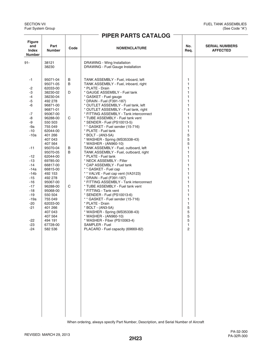 Aviation Part 95067-00 for Piper PA-32-260 Aircraft