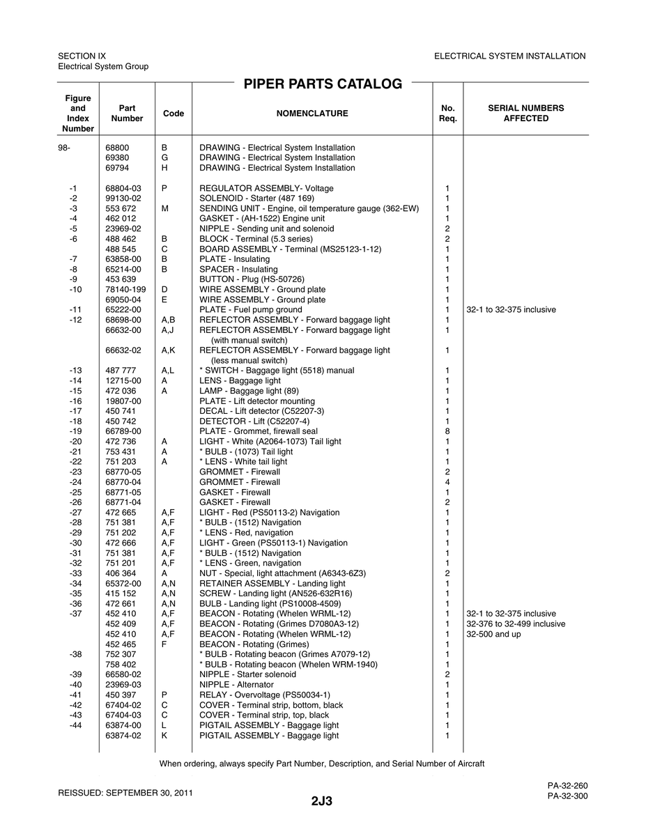 Aviation Part 63874-02 for Piper PA-32-260 Aircraft