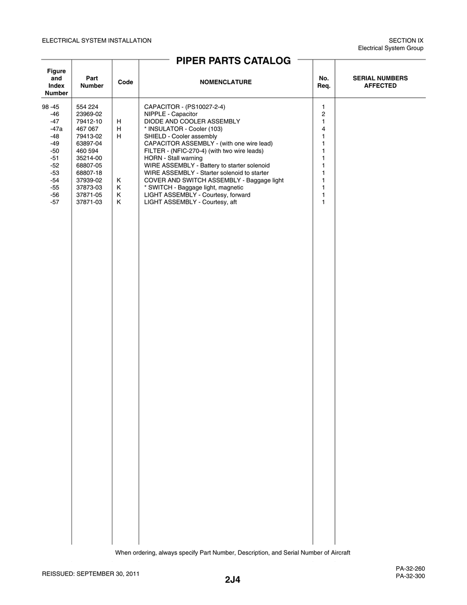 Aviation Part 37871-03 for Piper PA-32-260 Aircraft