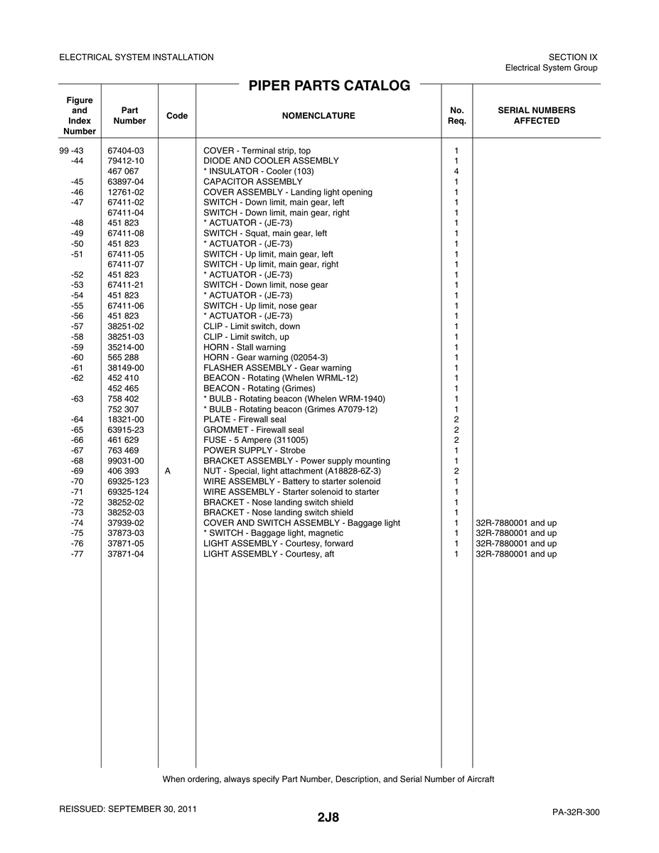 Aviation Part 38149-00 for Piper PA-32-260 Aircraft