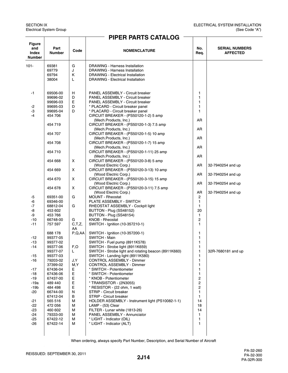 Aviation Part 99695-04 for Piper PA-32-260 Aircraft