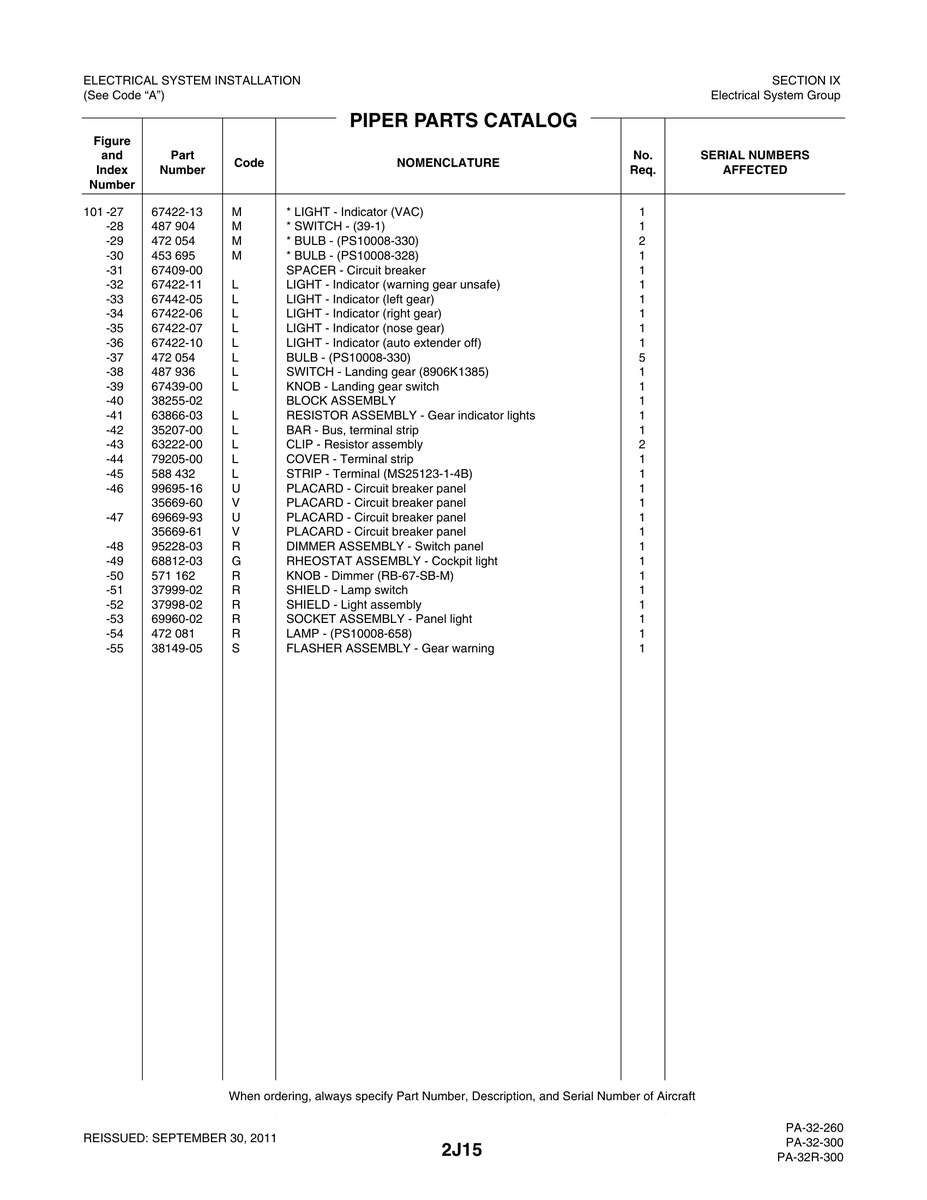 Aviation Part 63222-00 for Piper PA-32-260 Aircraft