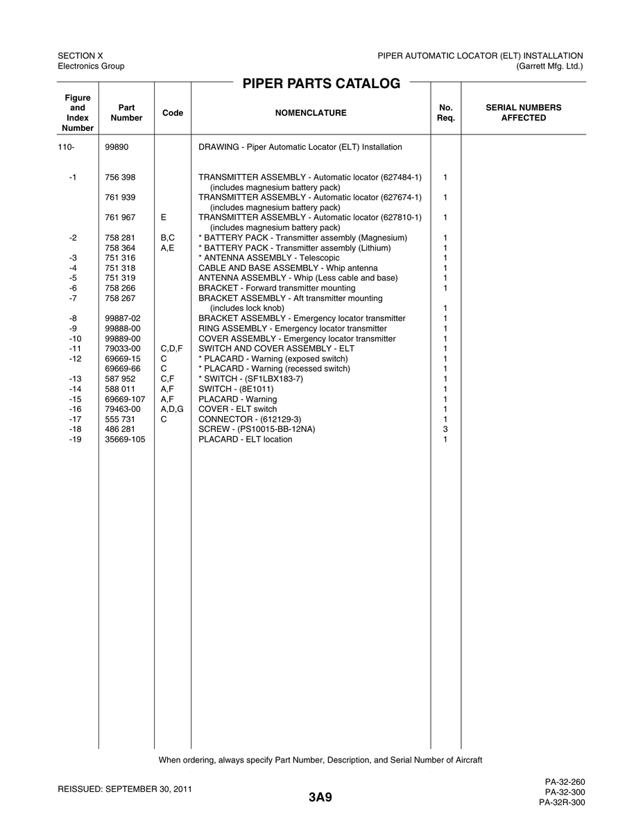 Aviation Part 69669-15 for Piper PA-28-181 Archer Aircraft
