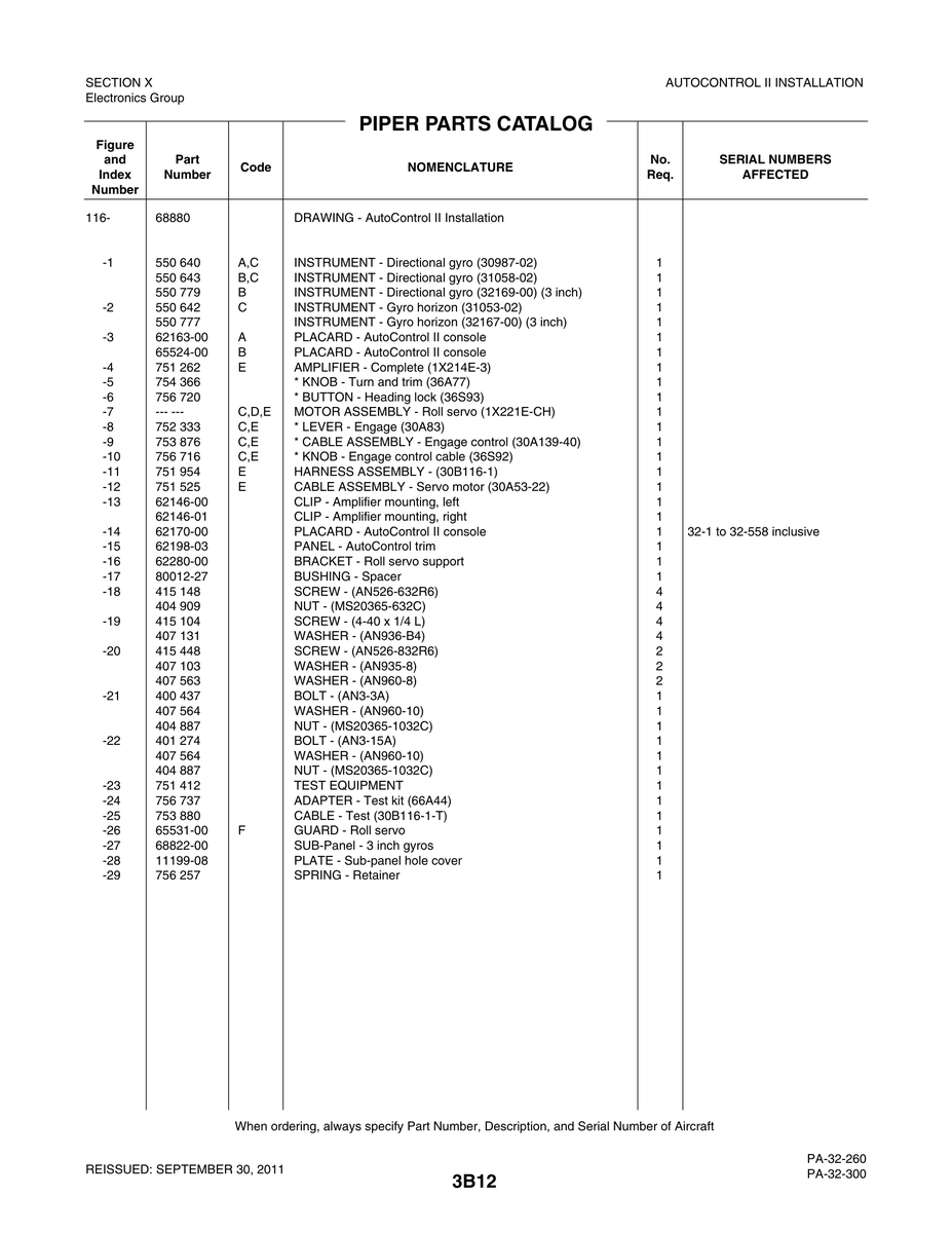 Aviation Part 80012-27 for Piper PA-32-260 Aircraft