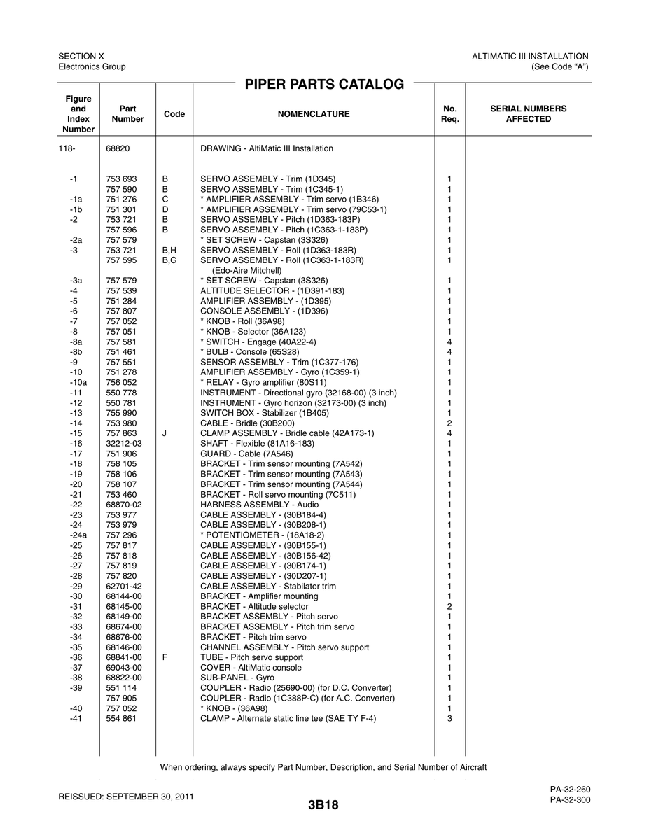 Aviation Part 32212-03 for Piper PA-32-260 Aircraft