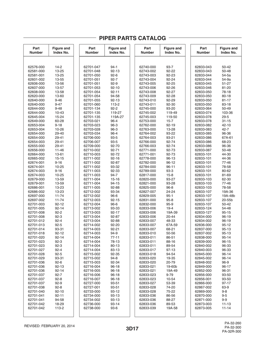 Aviation Part 62712-002 for Piper PA-32-260 Aircraft