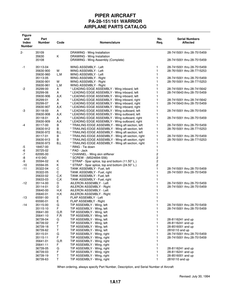 Aviation Part 35299-06 for Piper PA-28-161 Warrior Aircraft