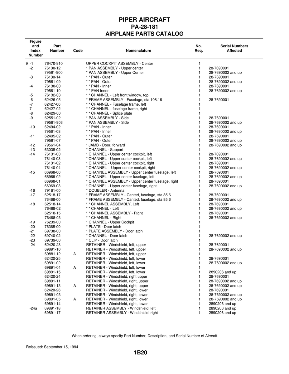 Aviation Part 62551-02 for Piper PA-28-181 Archer Aircraft
