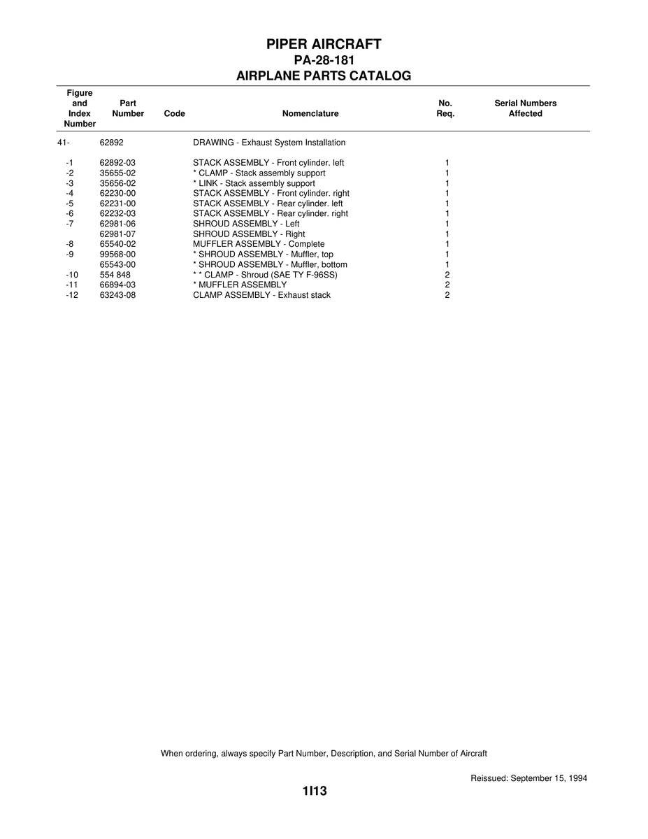 Aviation Part 63243-08 for Piper PA-28-181 Archer Aircraft