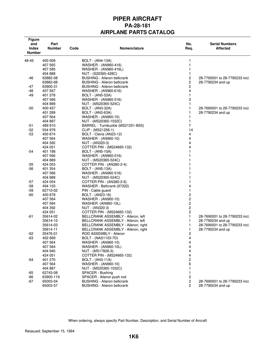 Aviation Part 35614-02 for Piper PA-28-181 Archer Aircraft