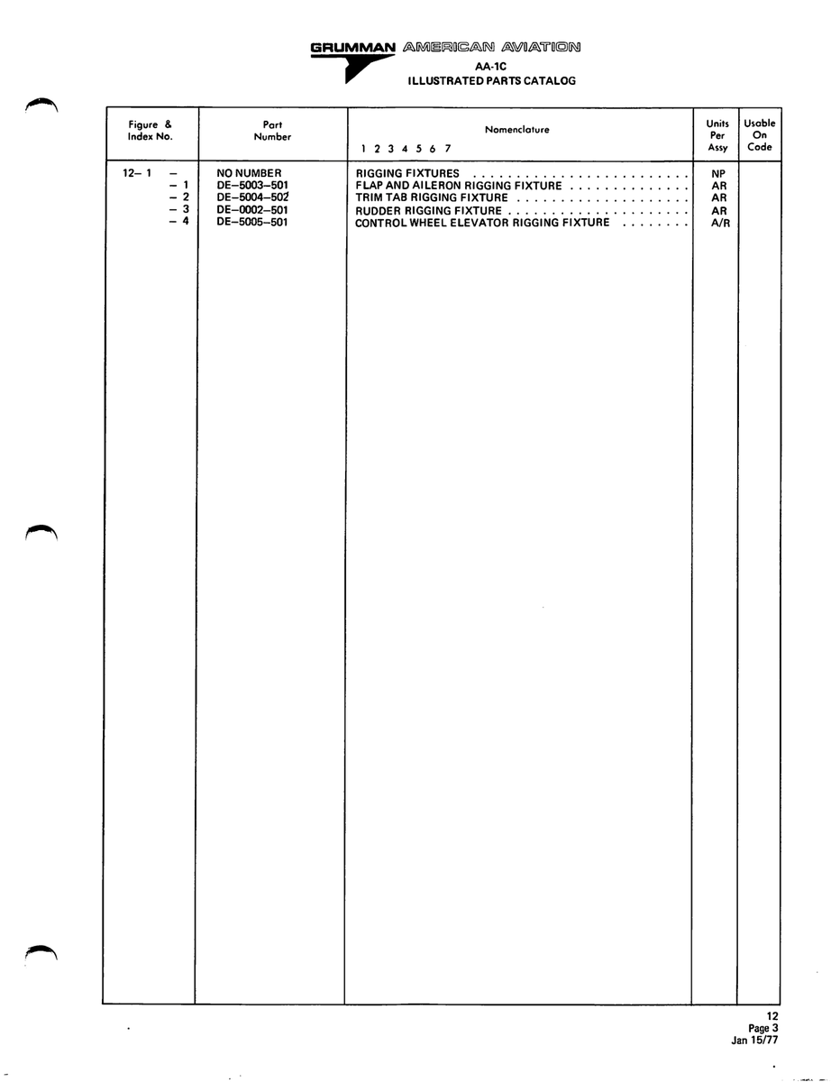 Aviation Part DE-5005-501 for American AA-1 Aircraft