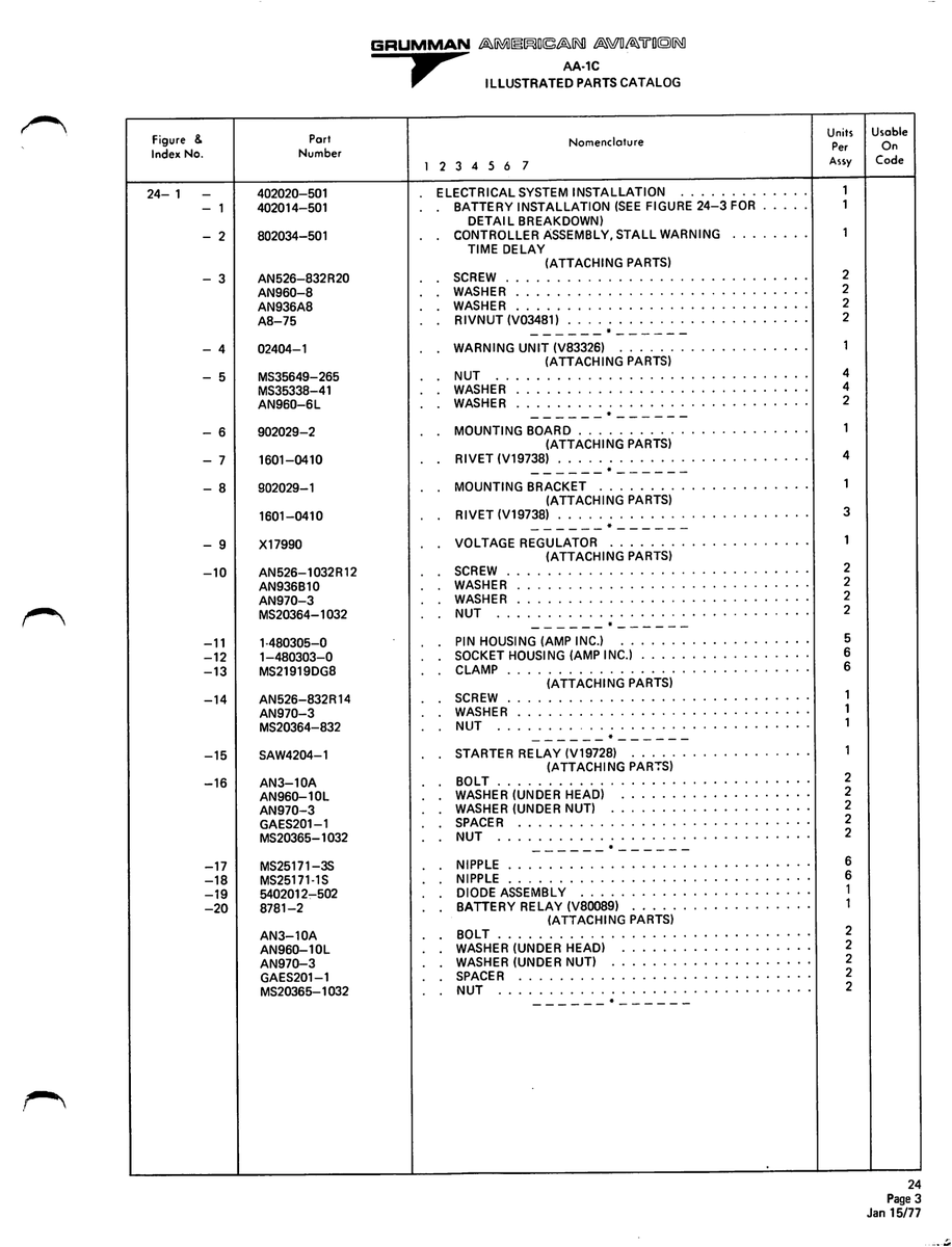 Aviation Part 8781-2 for American AA-1 Aircraft