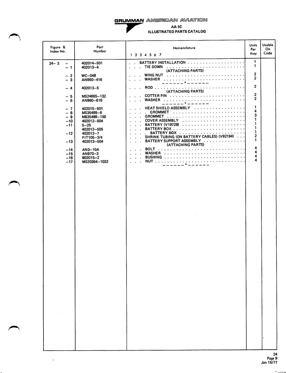 Aviation Part 402012-7 for American AA-1 Aircraft