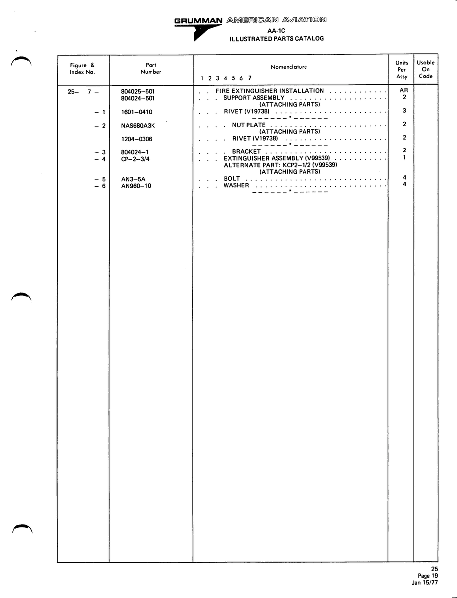 Aviation Part 804024-501 for American AA-1 Aircraft