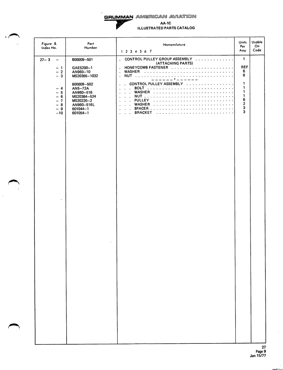 Aviation Part 601054-1 for American AA-1 Aircraft