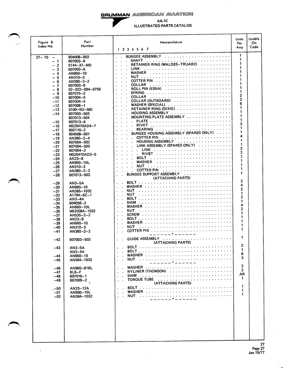 Aviation Part 607003-6 for American AA-1 Aircraft