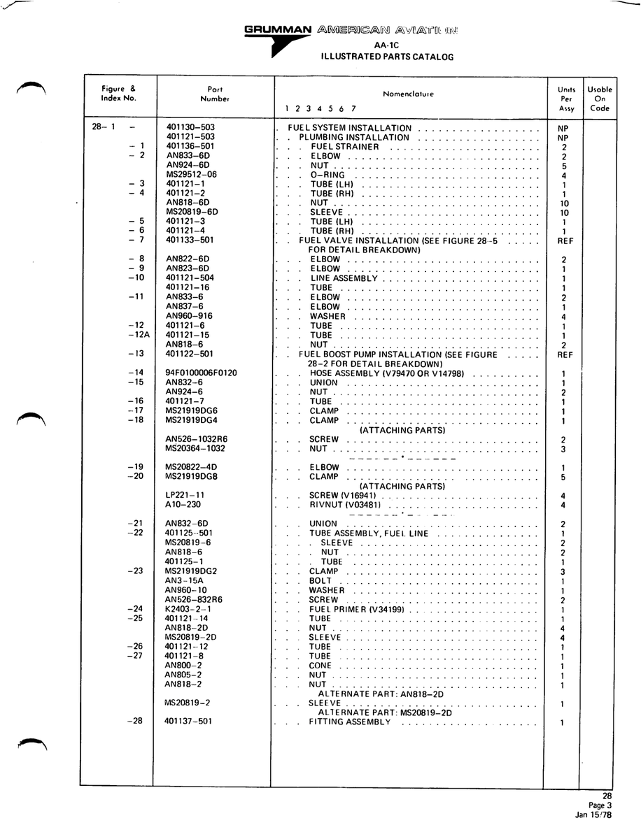 Aviation Part 401125-501 for American AA-1 Aircraft