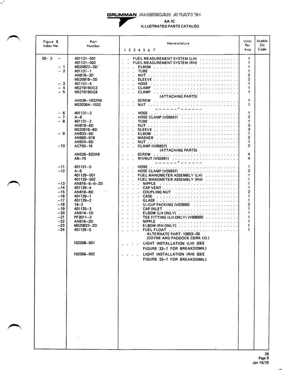 Aviation Part 401129 for American AA-1 Aircraft