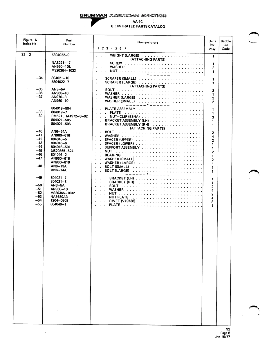 Aviation Part 804021-8 for American AA-1 Aircraft
