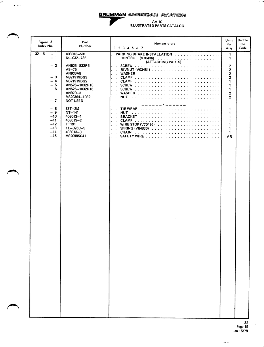 Aviation Part 403013-1 for American AA-1 Aircraft