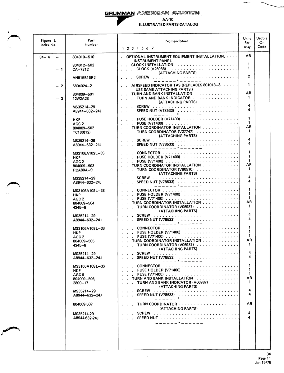 Aviation Part 12W2A2S for American AA-1 Aircraft