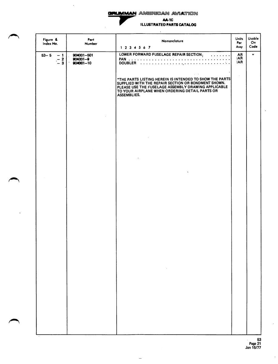 Aviation Part 904001-501 for American AA-1 Aircraft