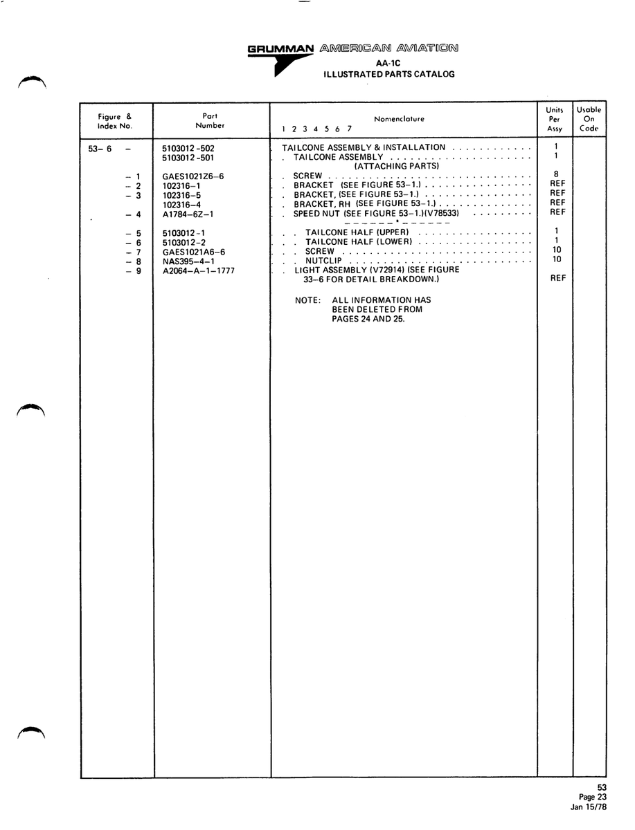 Aviation Part 5103012-2 for American AA-1 Aircraft