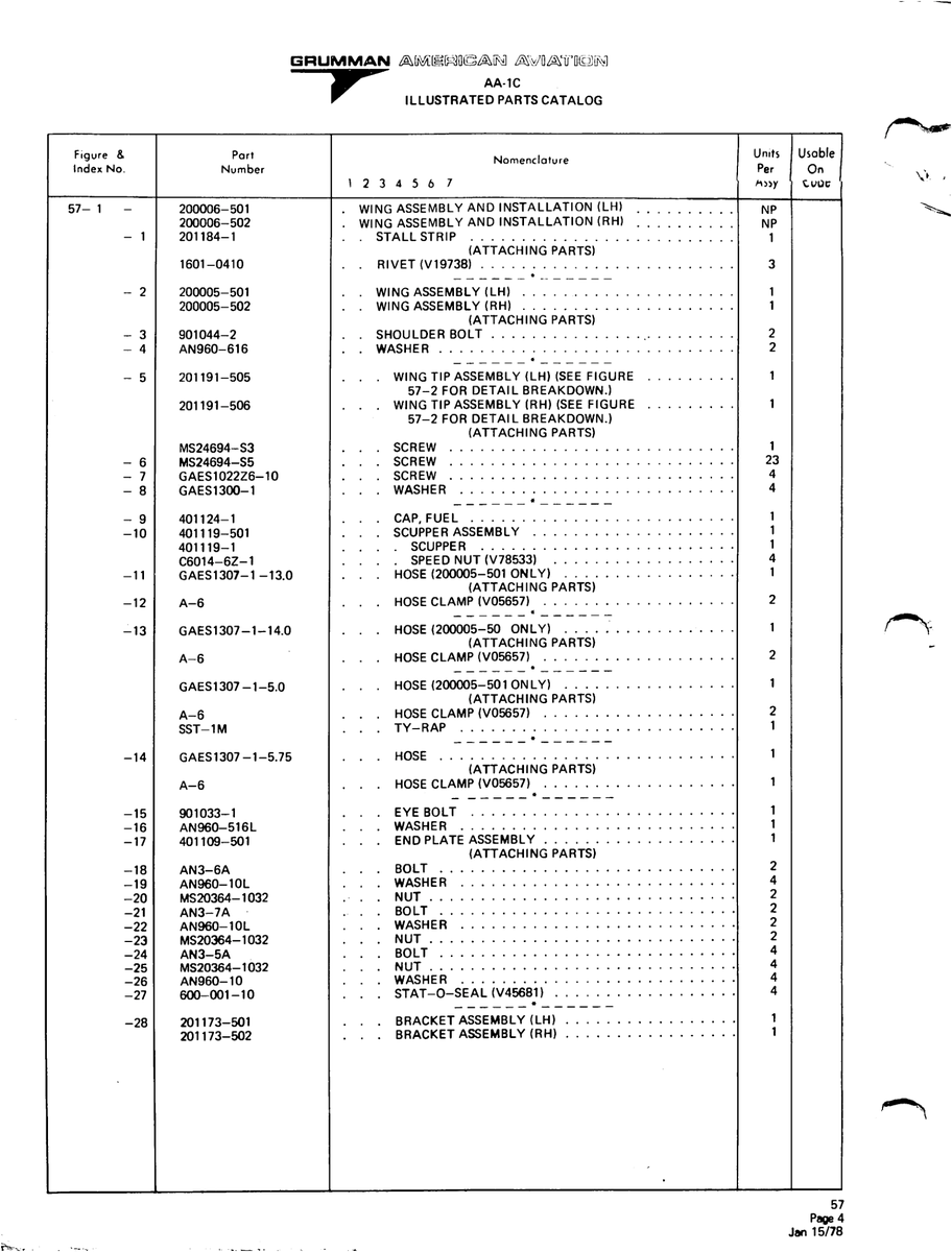 Aviation Part 200005-501 for American AA-1 Aircraft