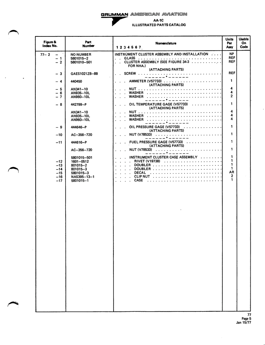 Aviation Part 5801015-3 for American AA-1 Aircraft