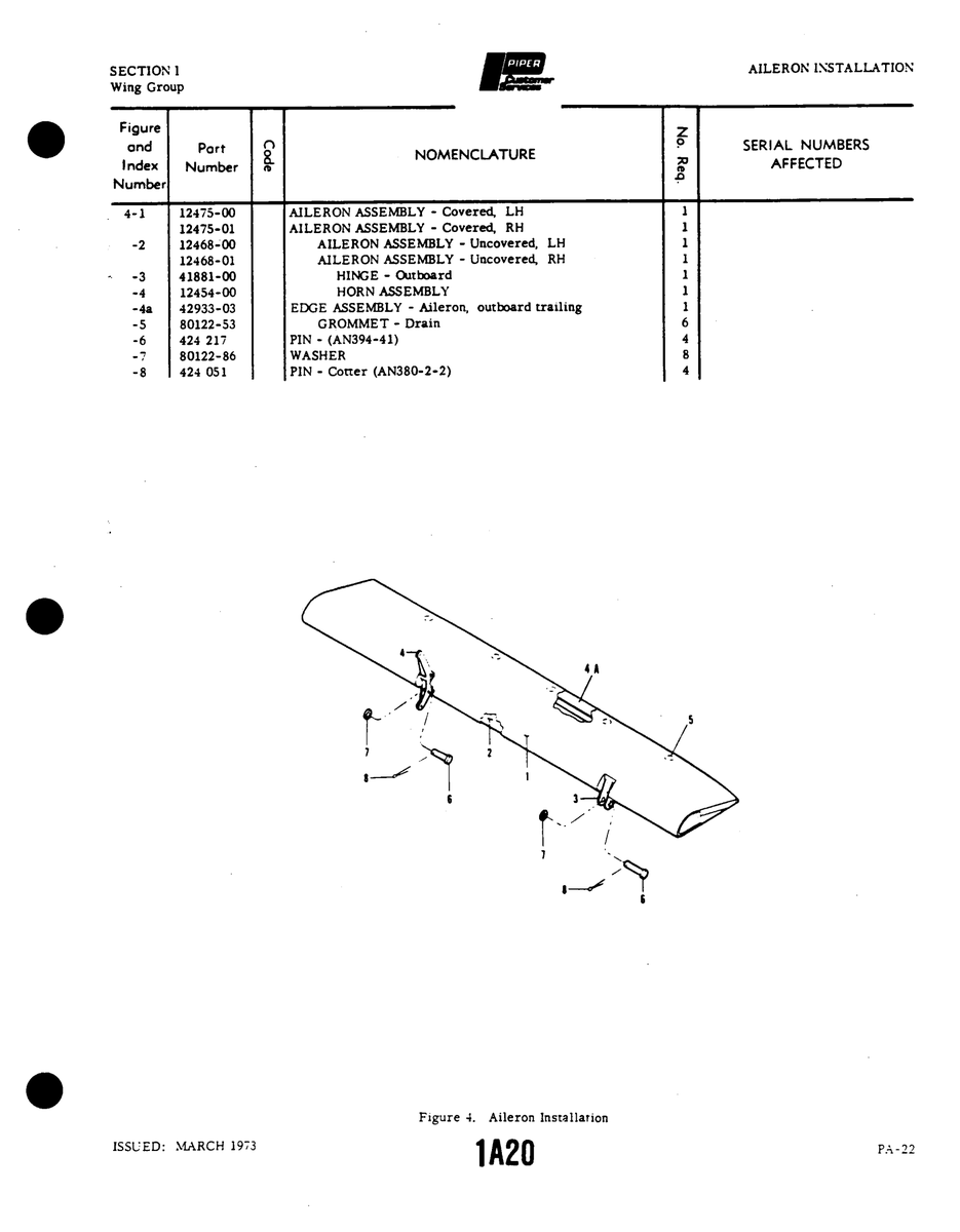 Aviation Part 12454-00 for Piper PA-22 Aircraft
