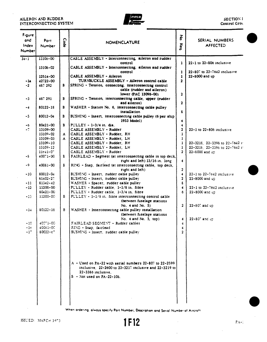 Aviation Part 40061-00 for Piper PA-22 Aircraft