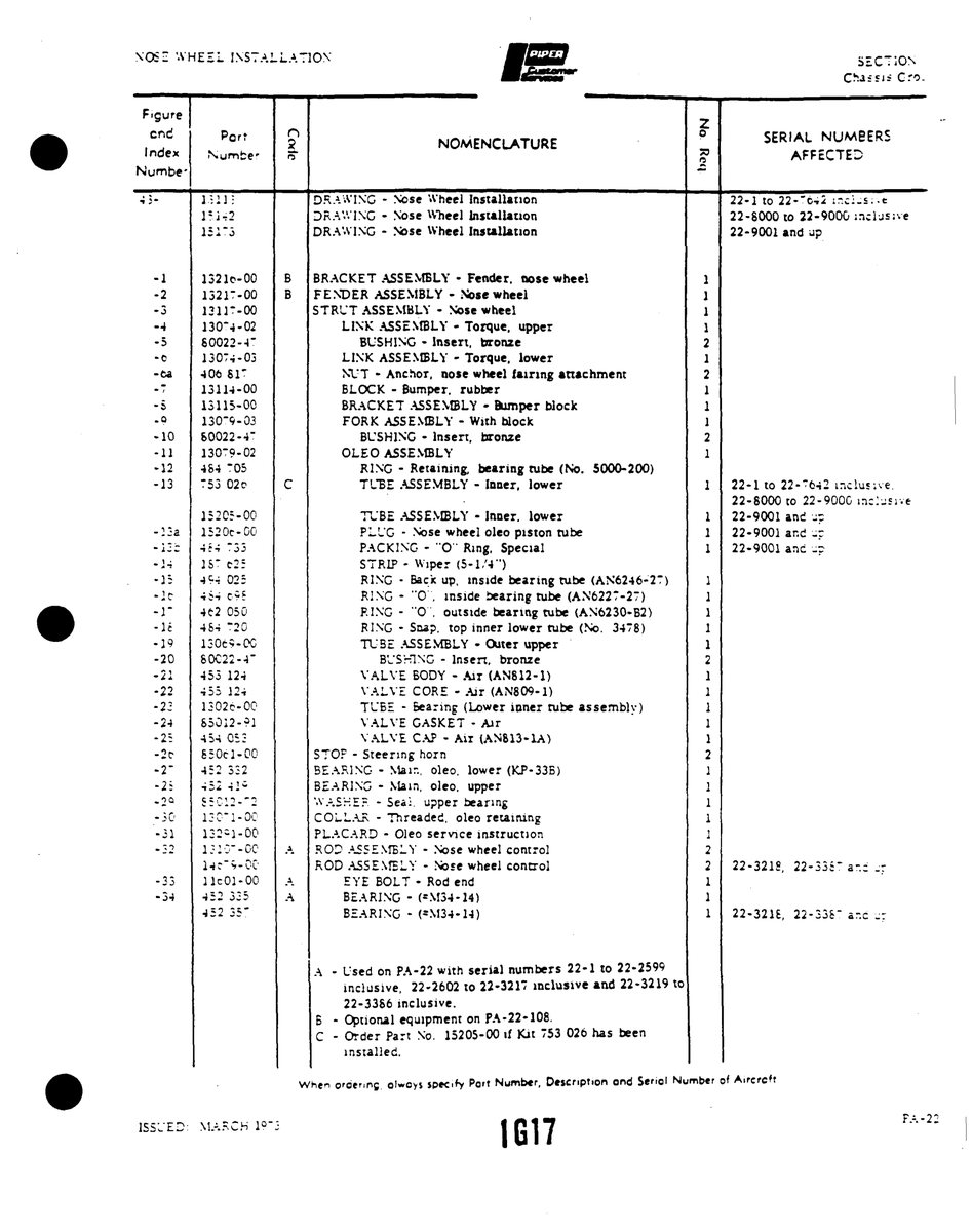 Aviation Part llc01-00 for Piper PA-22 Aircraft