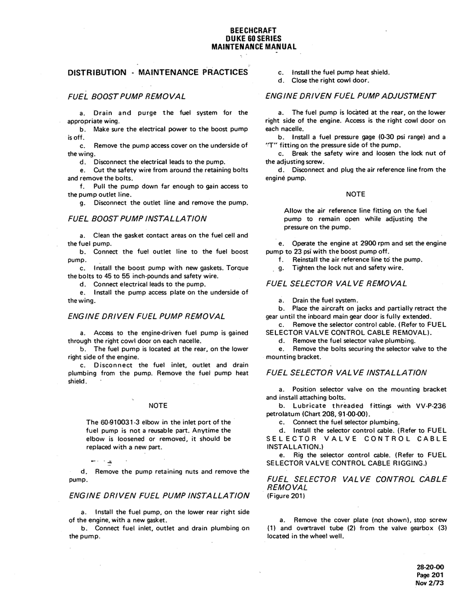 Aviation Part VV-P-236 for Beechcraft 60 Aircraft