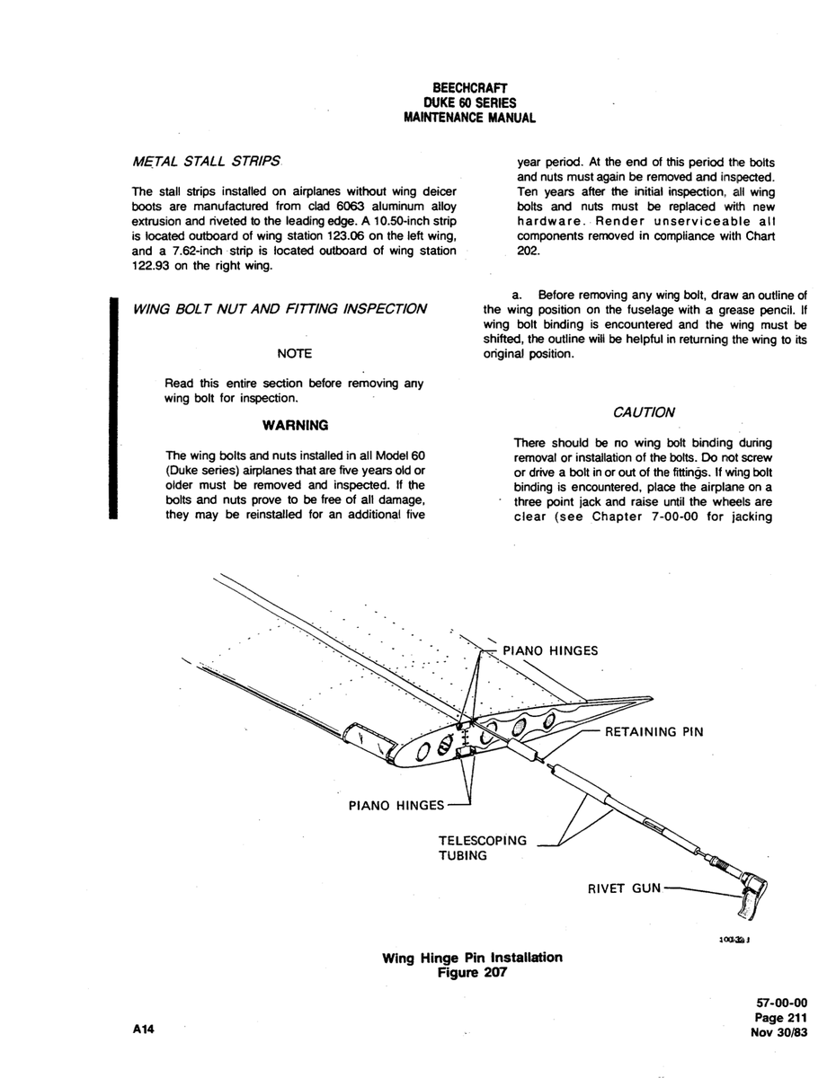 Aviation Part 7-00-00 for Beechcraft 60 Aircraft