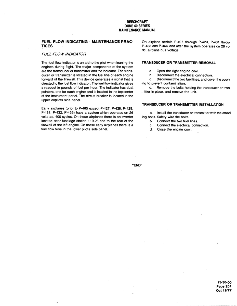 Aviation Part P-427 for Beechcraft 60 Aircraft