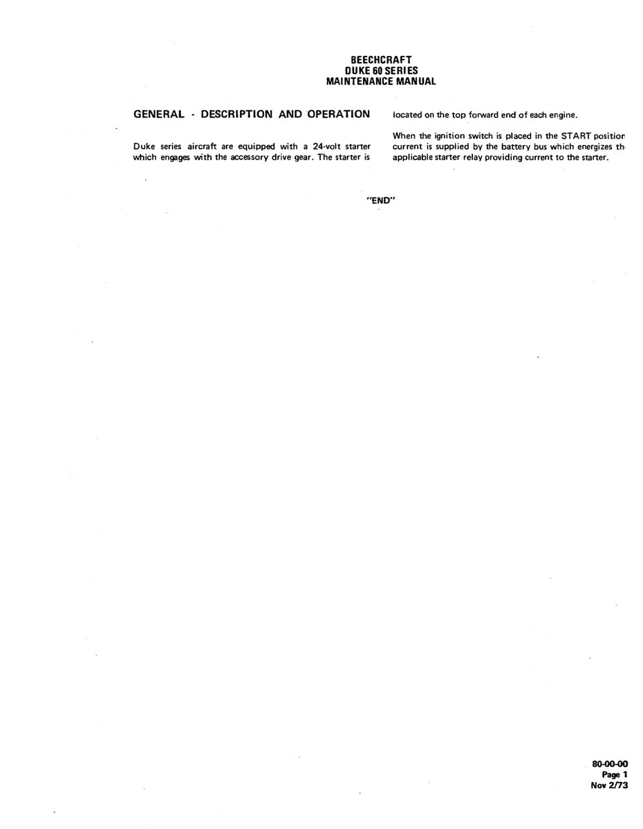 Aviation Part 80-00-00 for Beechcraft 60 Aircraft