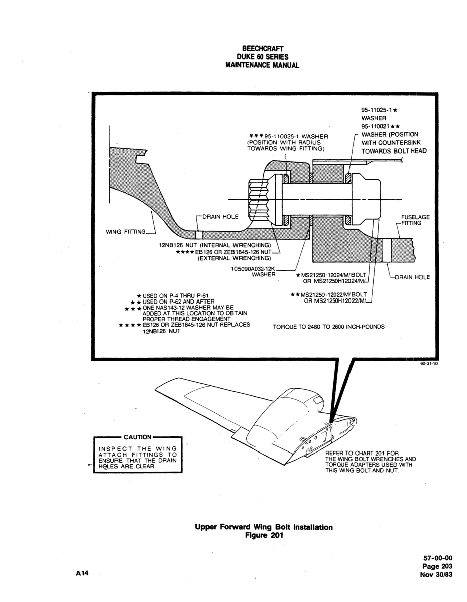 */M/Bolt MS21250-12024 for Beechcraft 60 Aircraft