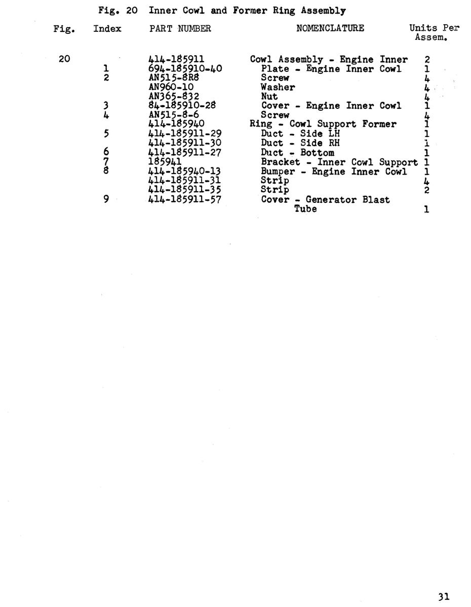 Aviation Part 185911-31 for Beechcraft 18A Aircraft