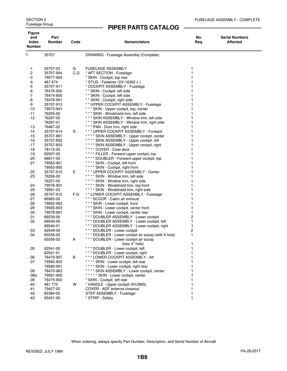 Aviation Part 79585-903 for Piper PA-28 Cherokee Aircraft